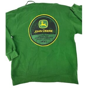 John Deere Full Zip Hoodie Mens Medium Green Graphic Back Print Sweatshirt
